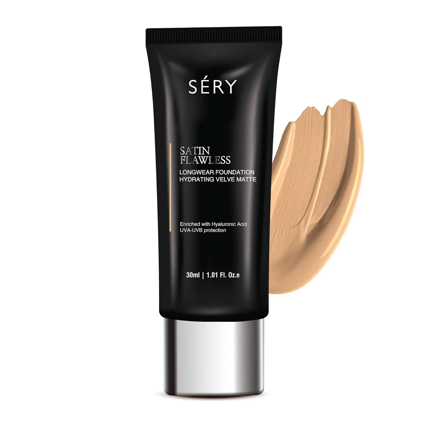 SERY Satin Flawless Long Wear Foundation Velvety Finish Medium Coverage Ivory 30ml