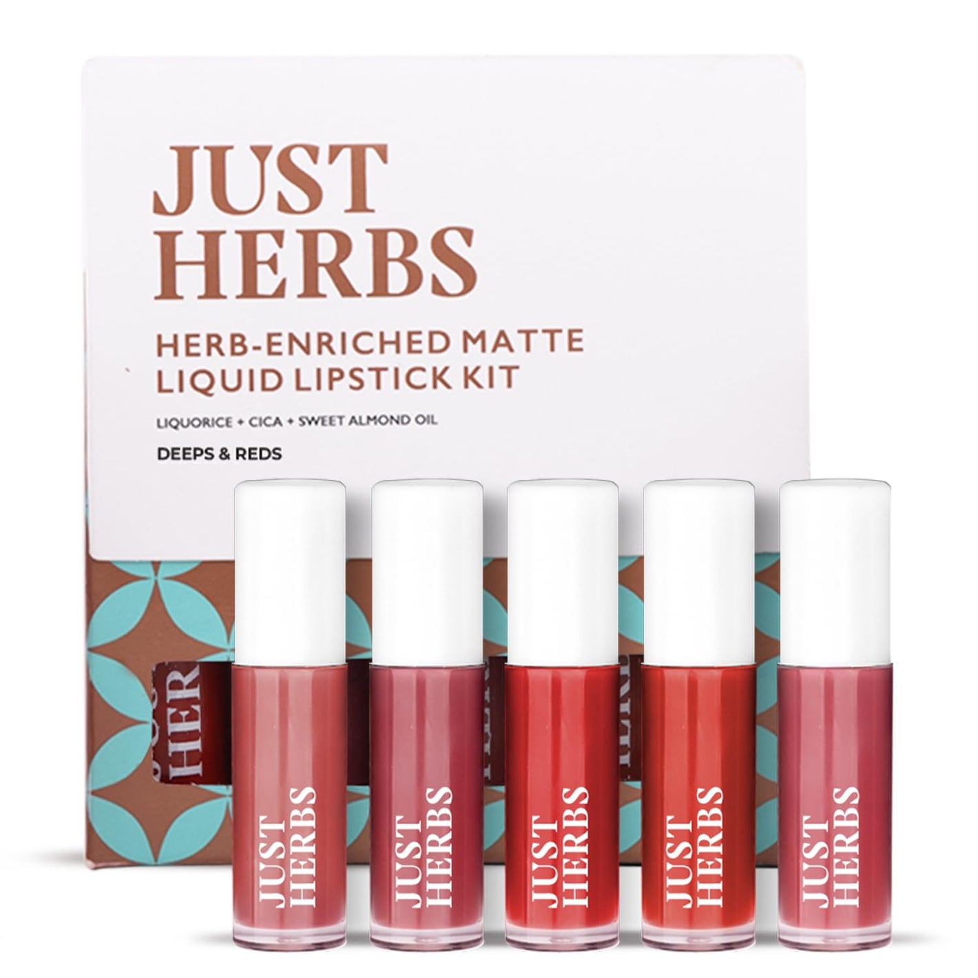 JUST HERBS Herb Enriched Matte Liquid Lipstick Kit - Deeps & Reds (Set of 5)