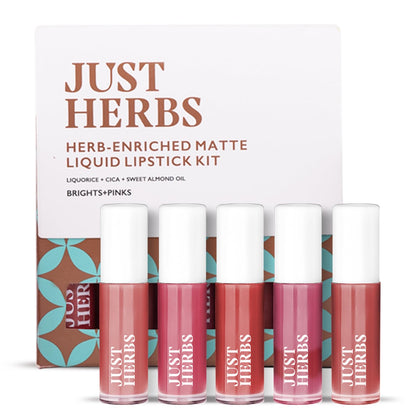 Just Herbs Herb Enriched Matte Liquid Lipstick Kit - Bright & Pinks (Set of 5)