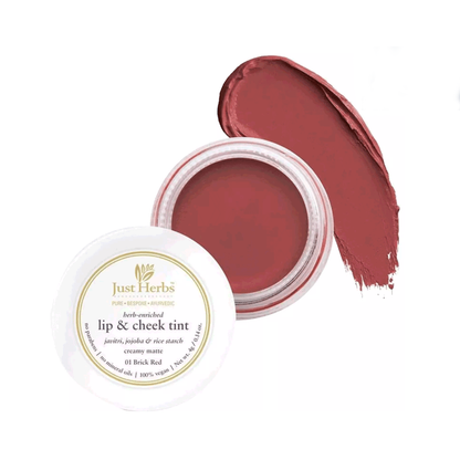 JUST HERBS Enriched Lip & Cheek Tint Brick Red