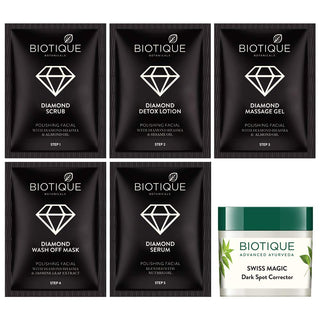 BIOTIQUE Diamond instant bright & radiant complexion facial kit (5x10g + 15g)