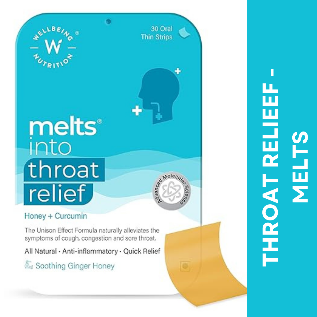 Wellbeing Nutrition Melts instant Throat Relief with 100% Natural Tulsi (Buy 1 Get 1 Free)