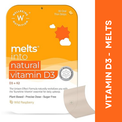 Wellbeing Nutrition Melts Natural Vitamin D3 + K2 Supplement (Buy 1 Get 1 Free)