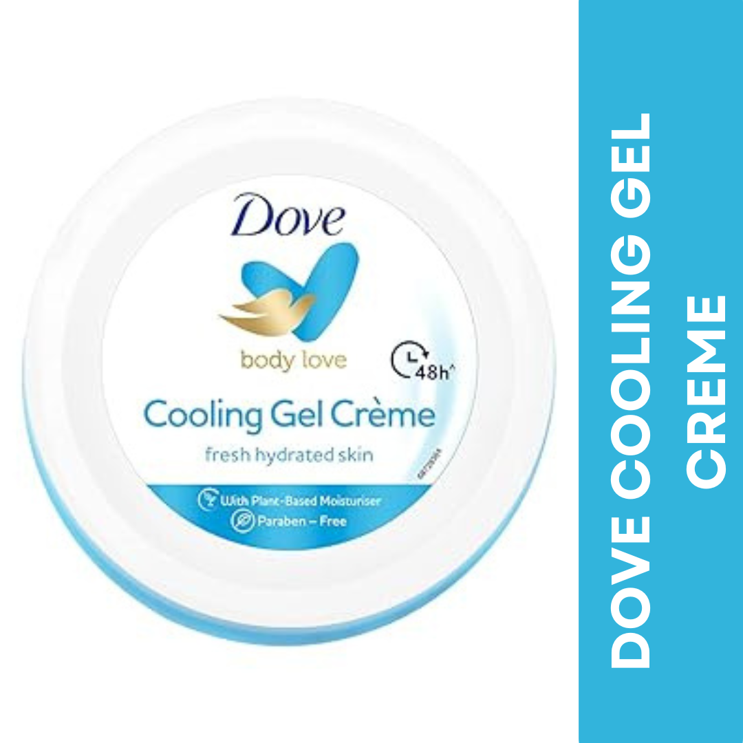 Dove Cooling Gel Crème (Cream), 48 Hrs Long Lasting Hydration, Lightweight, Oil Free Moisturizer For Smooth Skin, Paraben Free, 245 g