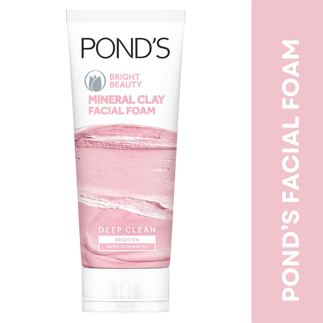 POND'S Bright Beauty Mineral Clay Vitamin B3, 4X Oil Absorbing, Brightening, For Oil Free Instant Glow, Face Wash 90 g