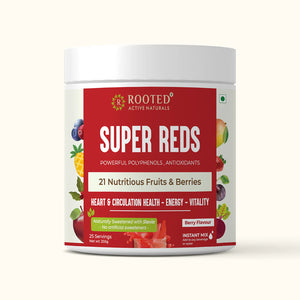 Rooted Active's Super Reds - Blend of 21 nutritious Fruits & Berries | Tasty berry flavour drink mix