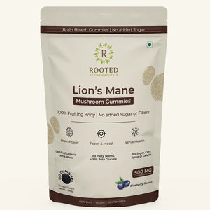 Rooted Active's Organic Lions Mane Mushroom Extract Gummies