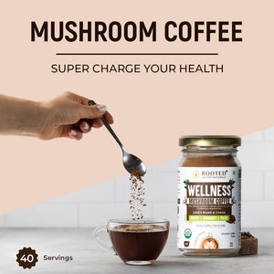 Rooted Active's Wellness Mushroom Coffee - Arabica Coffee Enhanced with Superfood Mushrooms | 100gm