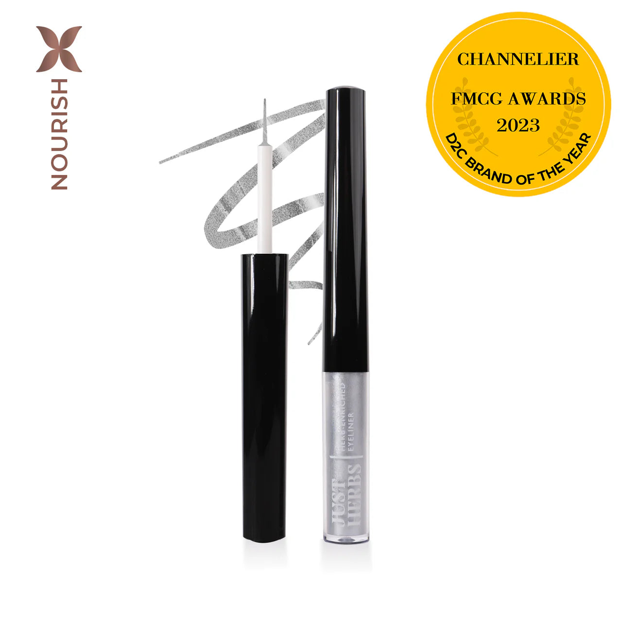 JUST HERBS Enriched waterproof eyeliner Platinum Silver