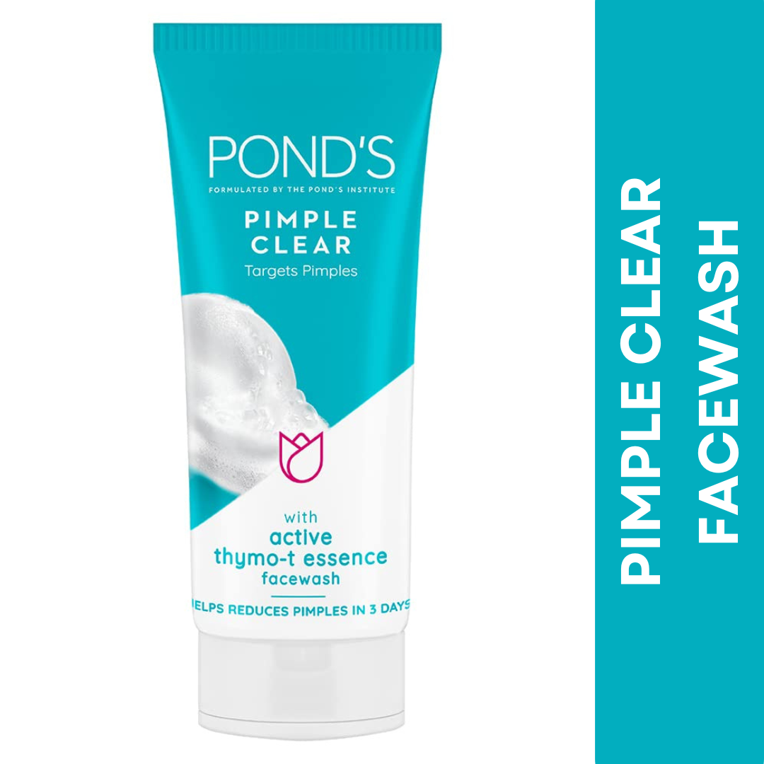 POND's Pimple Clear, Facewash, 50 G, For Glowing Skin, With Active Thymo-T Essence Formula, Helps Reduce Pimples In 3 Days (Pack of 3)