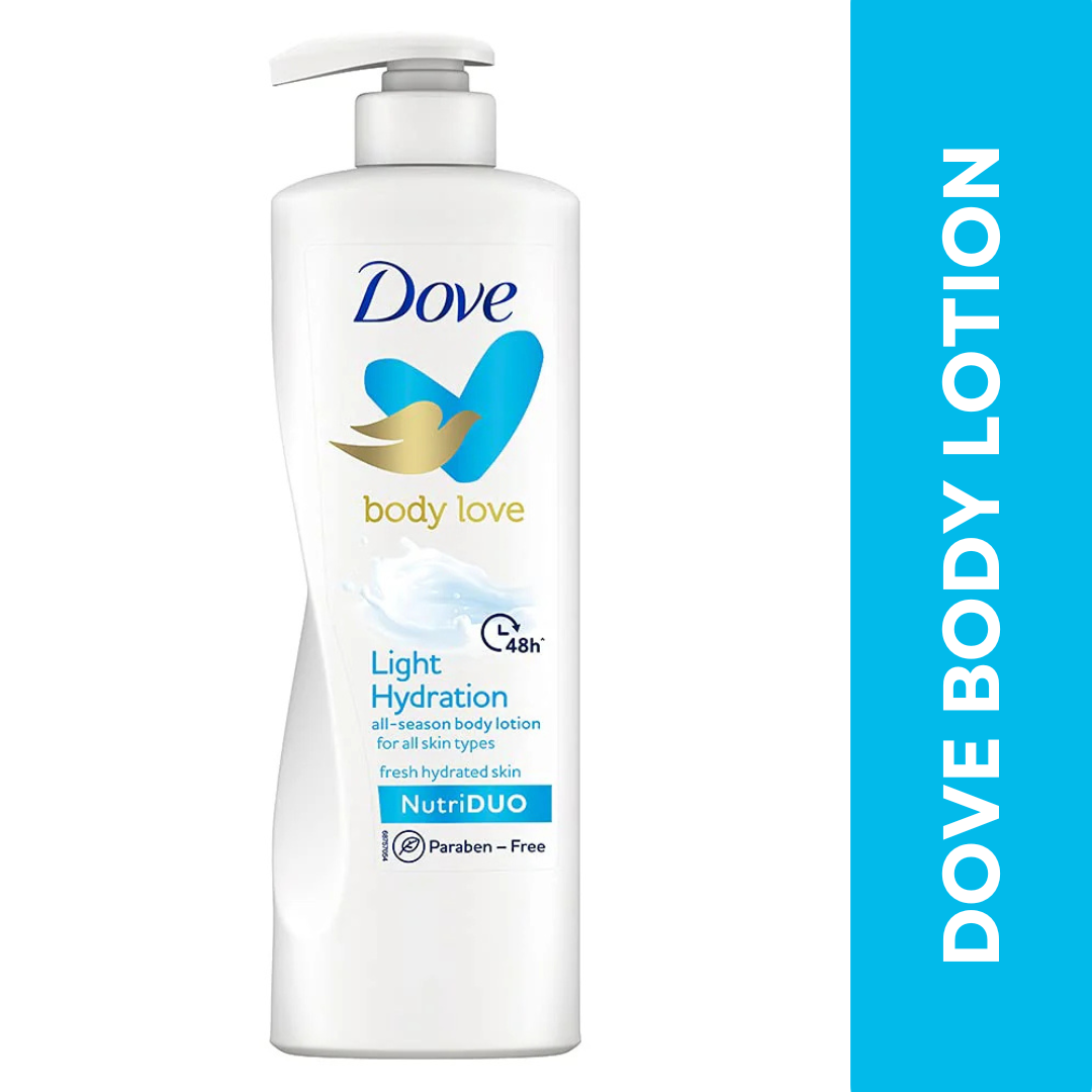 Dove Body Love Light Hydration Body Lotion For All Skin Types Paraben Free, 48hrs Moisturisation with Plant Based moisturiser, Fresh Hydrated Skin 400ml