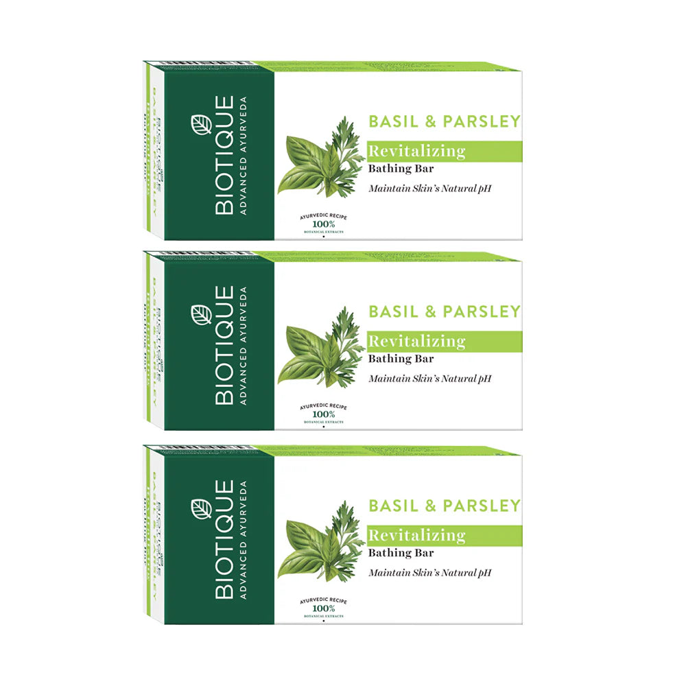 Biotique Basil & parsley revitalizing bathing bar(Pack of 3)