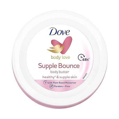 Dove Body Love Supple Bounce Body Butter Paraben Free, 48Hrs Moisturisation with Plant based Moisturiser Supple and Healthy Skin 245g