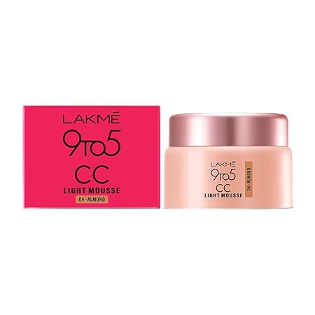 LAKMÉ 9To5 Cc Light Mousse With Vitamin E & A Hint Of Foundation | Matte Finish, Non-Comedogenic, Lightweight Mousse Foundation, 25Gm - Almond