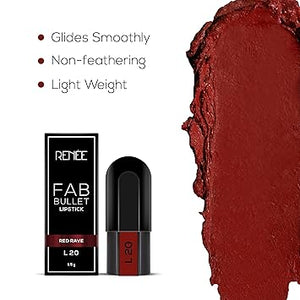 RENEE FAB BULLET LIPSTICK - L 20 RED RAVE_ 1.5G)(Pack of 2)