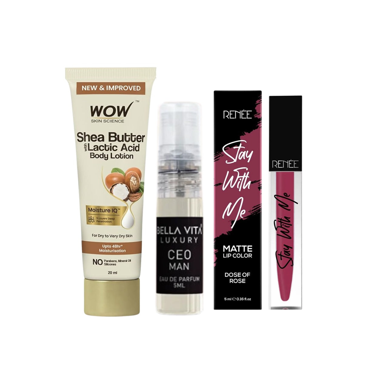 Valentine's Special Combo (WOW Shea Butter Lotion , Bella Vita Men Perfume , Renee Lipstick)